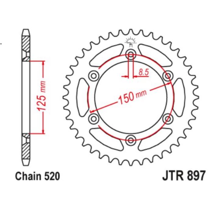 JT Sprocket Rear Steel JTR897 52T